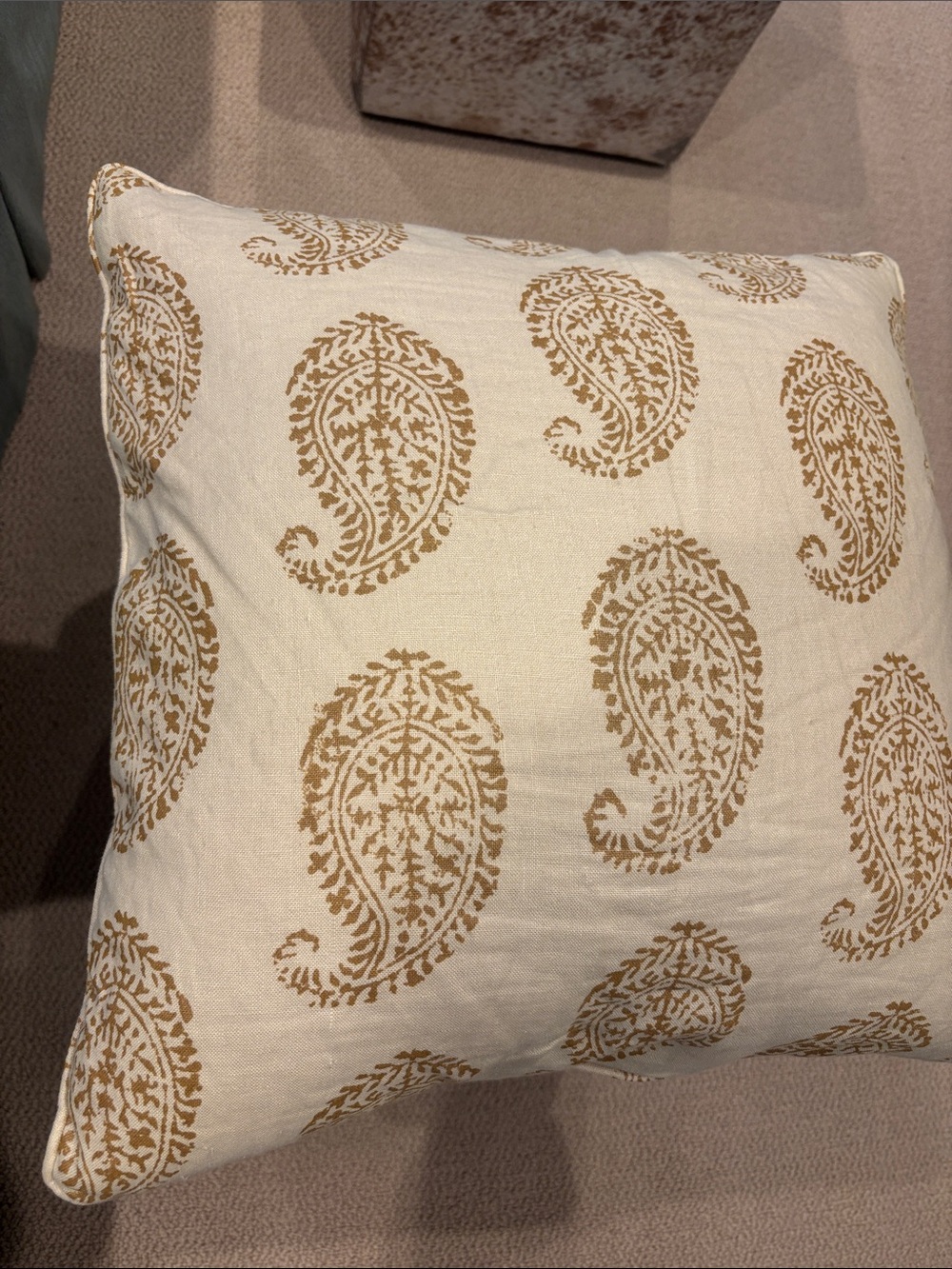 Peter Dunham Paisley Accent Pillow with Tan Paisley Design from Well Made Home